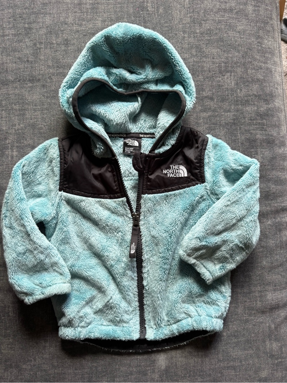 The North Face Kids Plush Hooded Jacket - Teal with Black Yoke